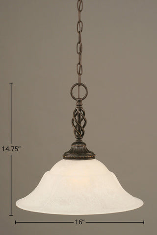 Elegante 1-Light Pendant, Dark Granite/White Marble
