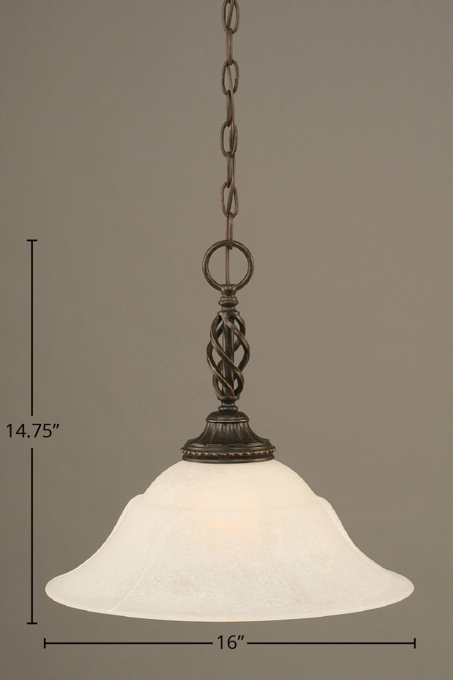 Elegante 1-Light Pendant, Dark Granite/White Marble