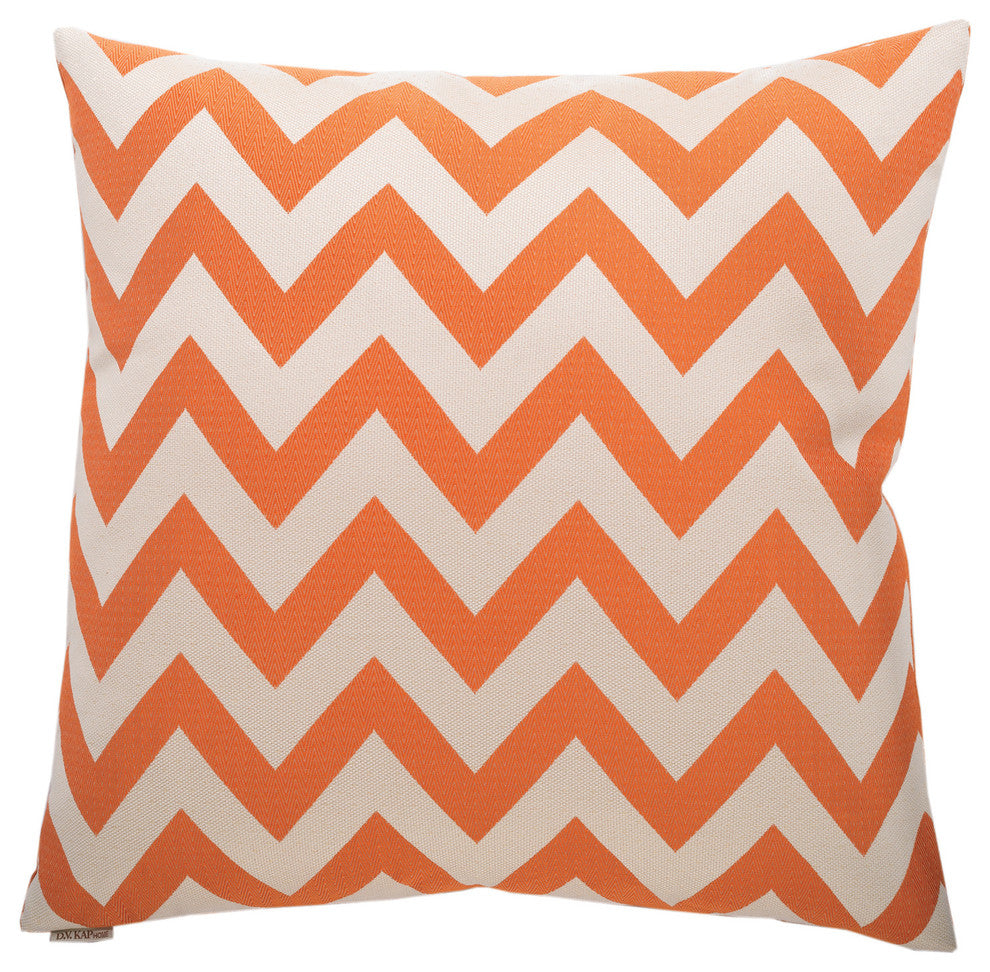 Chevron Chic Orange Feather Down Decorative Throw Pillow, 24x24