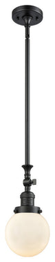 1-Light Beacon 6" Mini Pendant, Matte Black, Glass: Matte White Cased