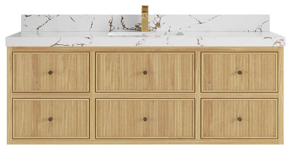 Sonoma Floating 60 Single Sink in Light Natural with 2" Viola Brown