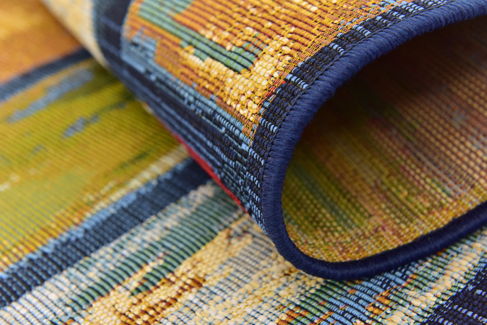 Unique Loom Multicolored Cubed Outdoor 2' 0 x 6' 0 Runner Rug