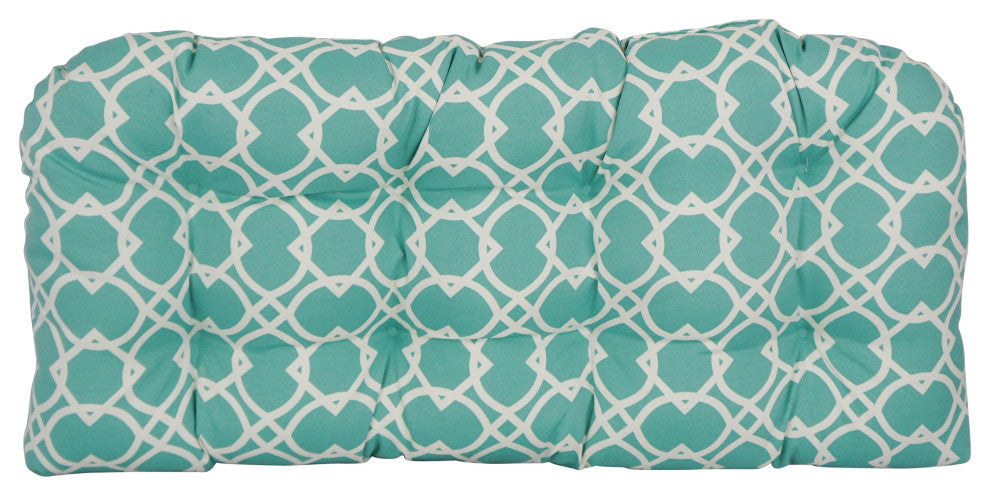42"X19" U-Shaped Patterned Polyester Tufted Settee/Bench Cushion, Elipse Pool