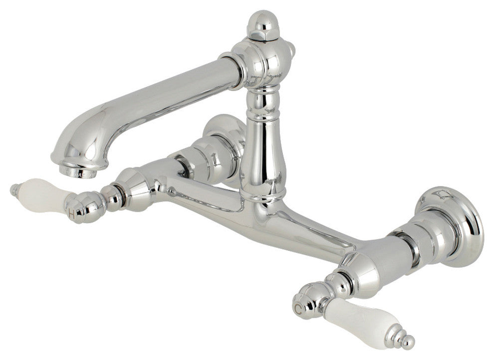 Kingston Brass Wall Mount Bathroom Faucet, Polished Chrome