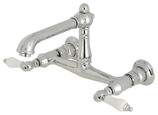 Kingston Brass Wall Mount Bathroom Faucet, Polished Chrome