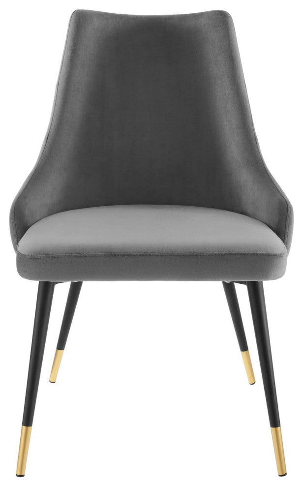 Side Dining Chair, Set of 2, Velvet, Gray, Modern, Cafe Bistro Restaurant