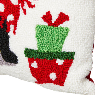 14"L Hooked Christmas Cat Pillow