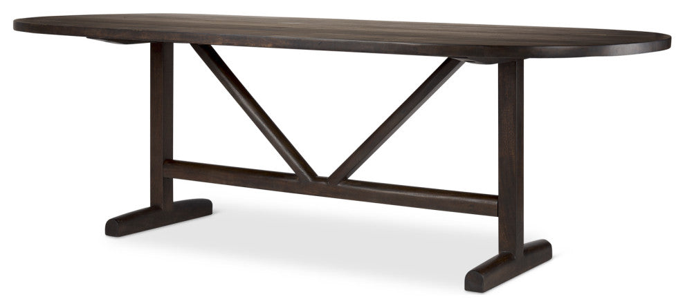 Viktor 94"L Dark Brown Solid Wood Dining Table