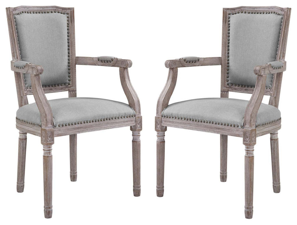 Light Gray Penchant Dining Armchair Upholstered Fabric Set of 2