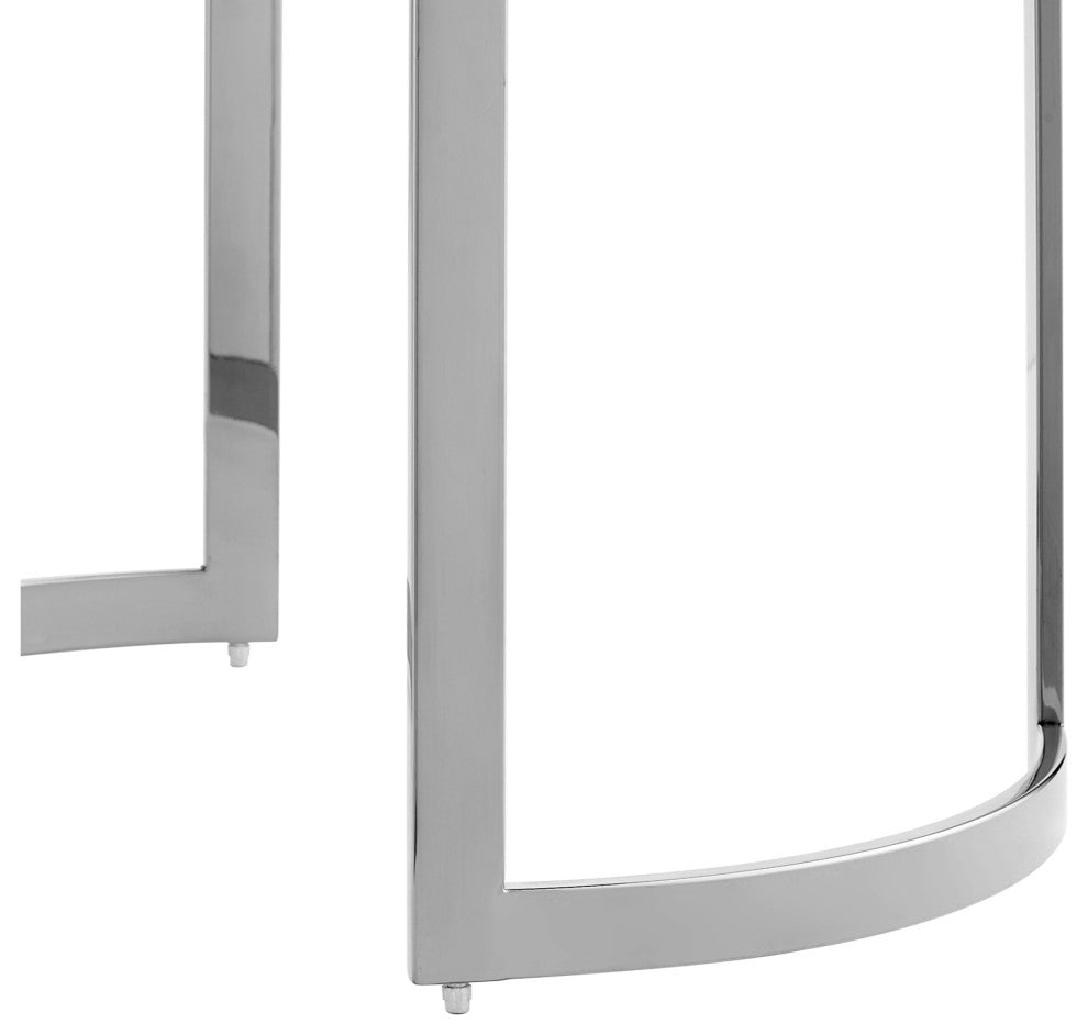 Inspired Home Xayden Coffee Table, Mirrored Top, Chrome