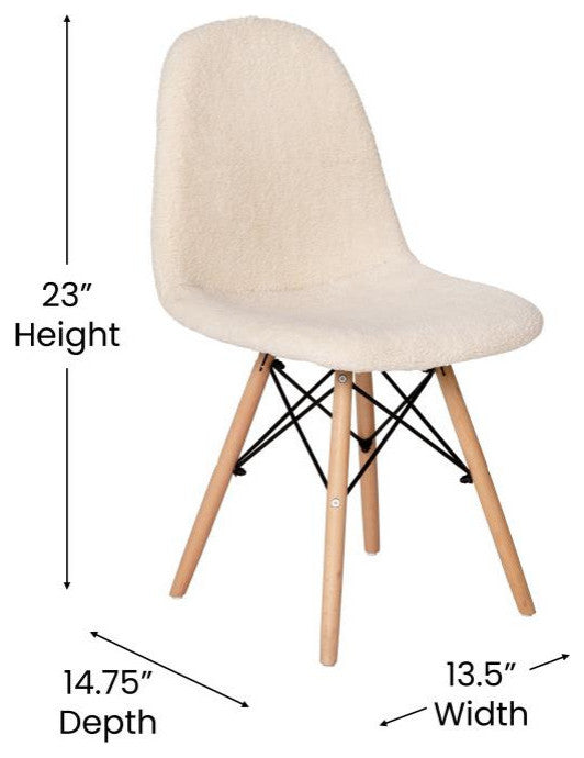 Zula Modern Padded Armless Faux Sherpa Accent Chair With Beechwood Legs, Off-Whi