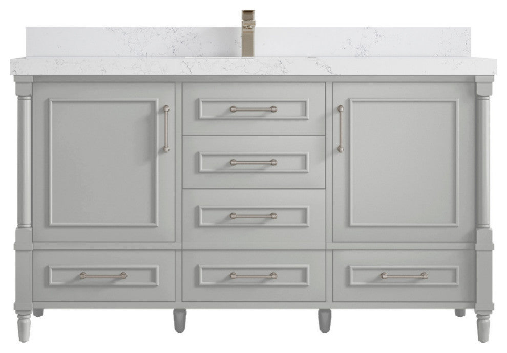 Aberdeen 60 Single Bathroom Vanity in Coventry Gray 2" Empira Quartz
