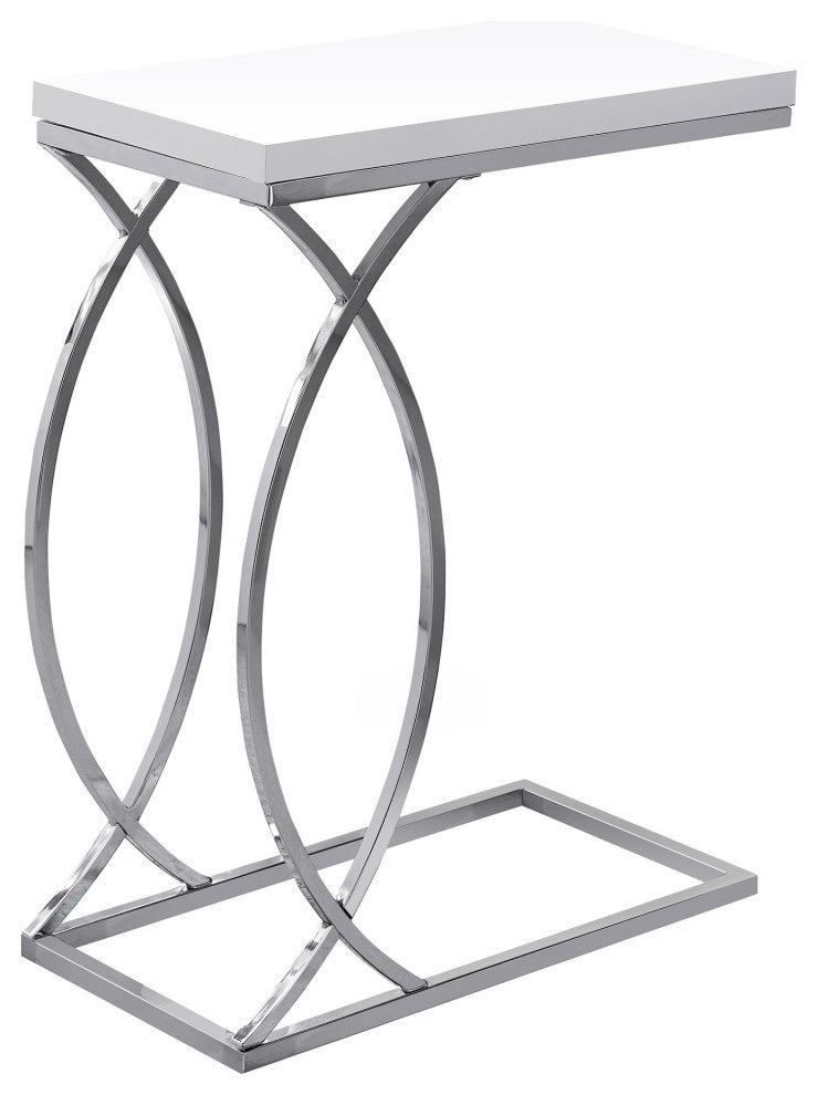 HomeRoots 18.25" x 10.25" x 25" White Mdf Metal Accent Table