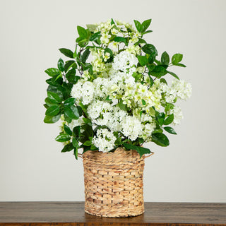 31in. Artificial Mixed Flower Arrangement, Hyacinth Weave Basket
