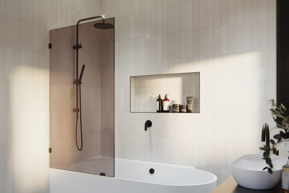 Bathtub Single Fixed Panels, Matte Black