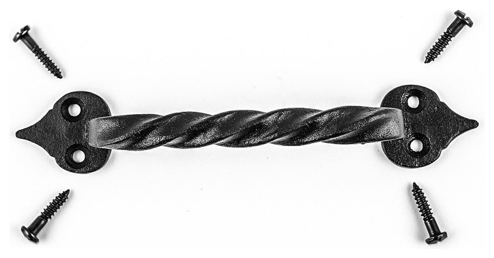 Twisted Black Wrought Iron Cabinet Door Drawer Pull 5 7/8" Total Length