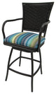 Set of 3, Outdoor/Indoor Swivel Bar Stools Erin, Aqua Sun Stripe on Brown, 26"