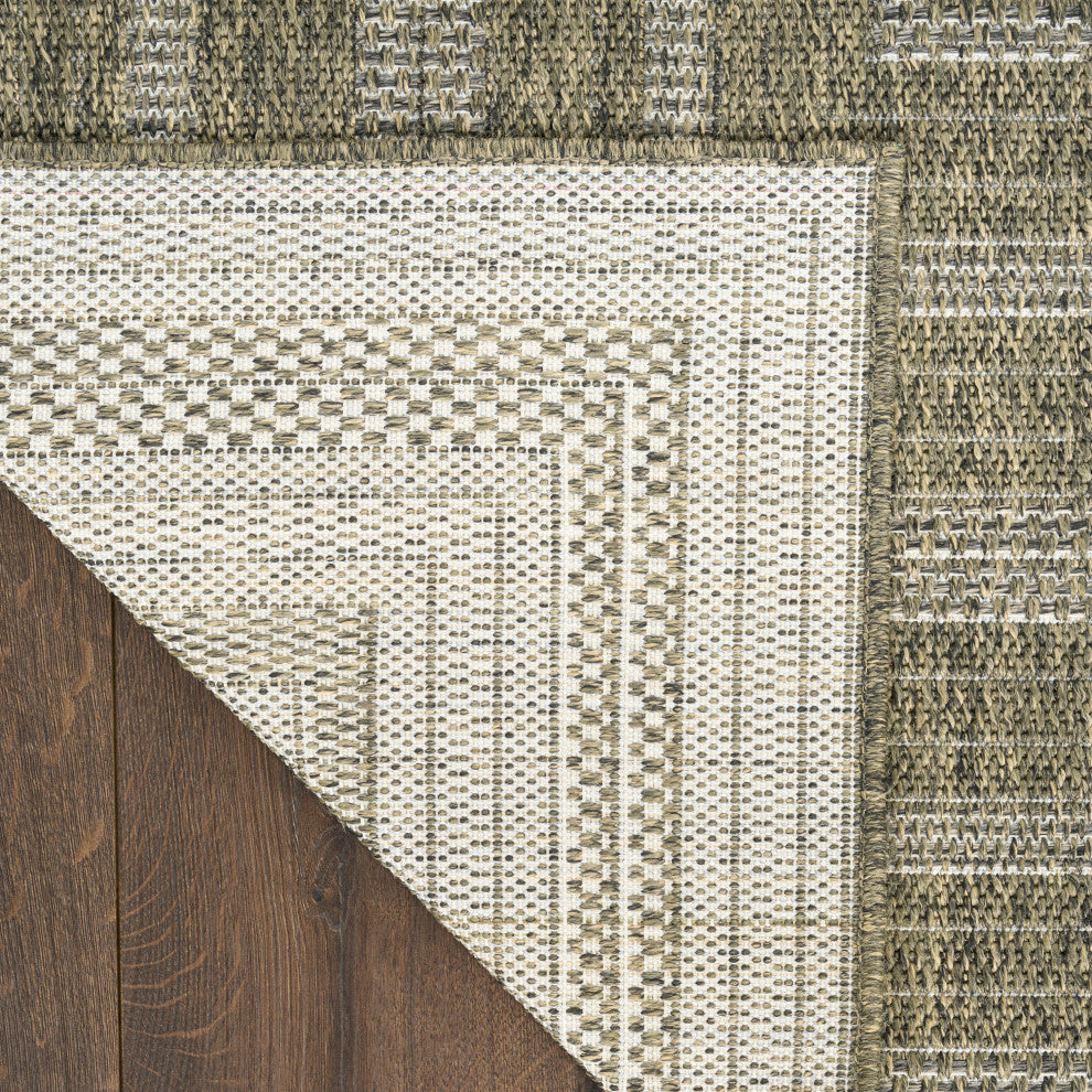 Nourison Tulum 2'2" x 10' Olive Outdoor Rug