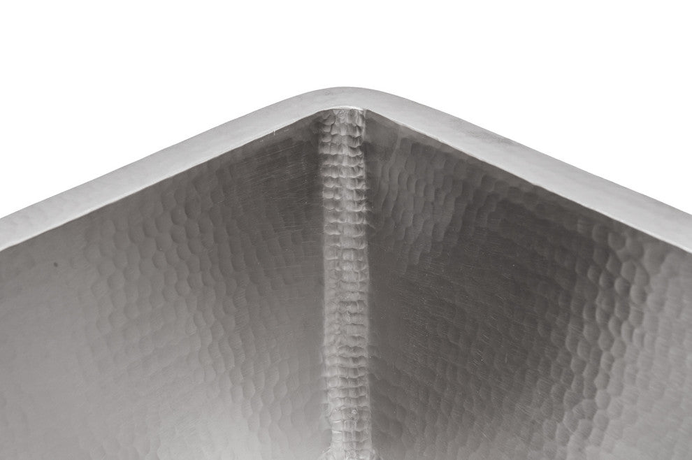 Premiere Copper LSQ15EN 15" Electroless Nickel Square Hammered Copper Sink