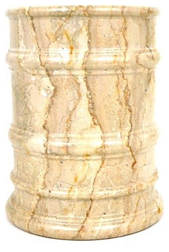 Waste Basket, Sahara Beige Marble