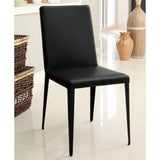 Furniture of America Tammie Faux Leather Dining Chair in Black (Set of 2)
