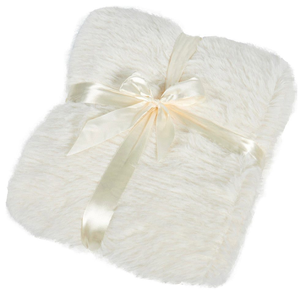 Textured Faux Fur Throw Blanket, Pinstripe