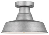 Barn Light One Light Outdoor Flush Mount, Weathered Pewter