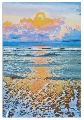 Safavieh Barbados Collection Indoor-Outdoor BAR581 Rug, Gold/Blue, 3'3"x5'3"