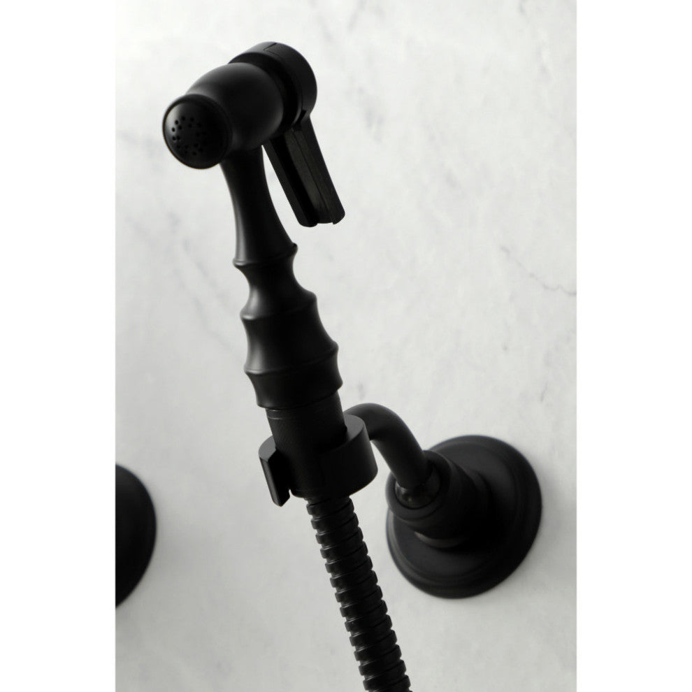 KS126XAXBS-P Heritage Wall Mount Bridge Kitchen Faucet with Brass Sprayer, Matte