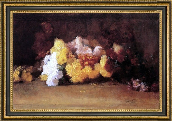 Guy Orlando Rose Chrysanthemums  Framed Premium Canvas Print, 18"x27"