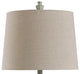 Blue and Brown Poly Table Lamp With Heathered Taupe Shade