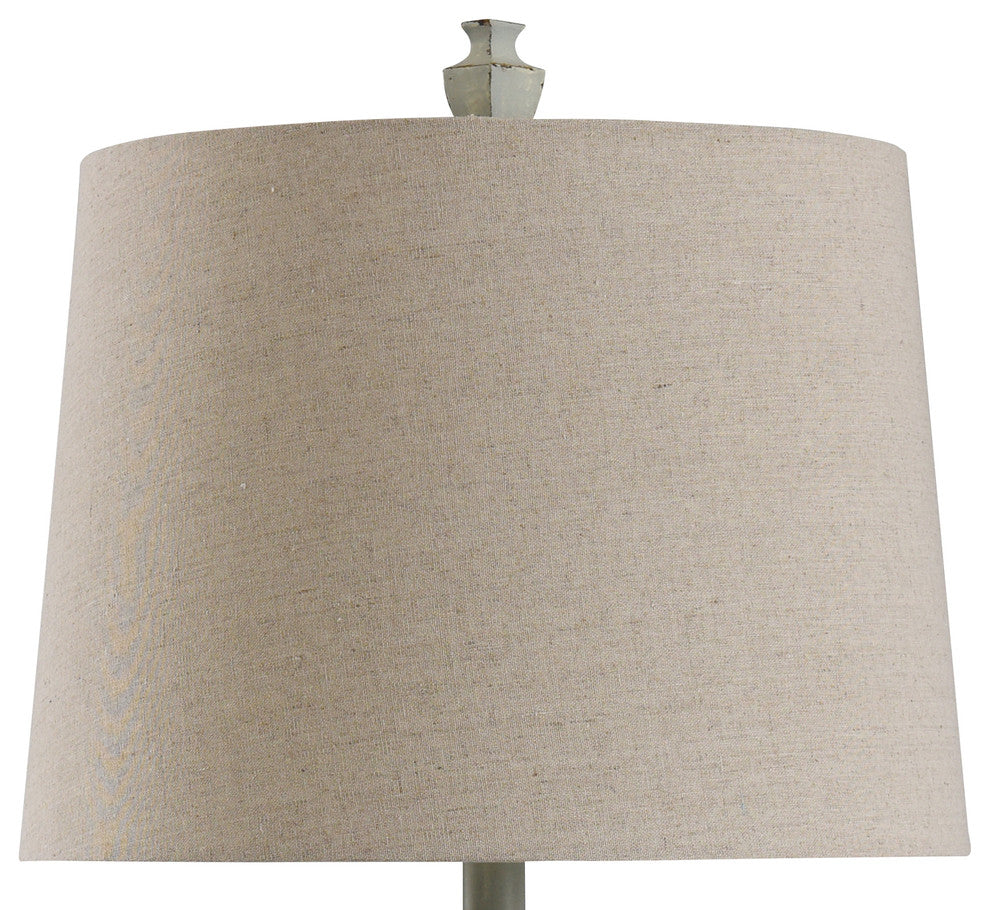 Blue and Brown Poly Table Lamp With Heathered Taupe Shade