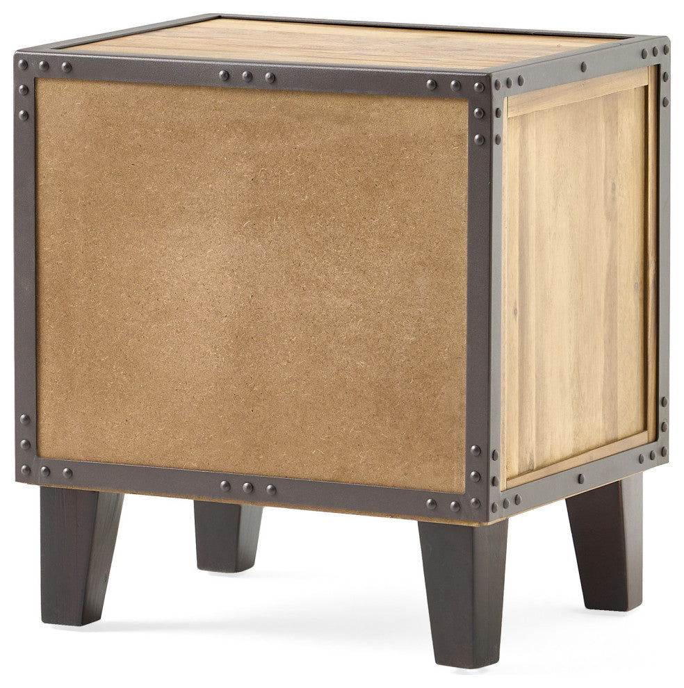 GDF Studio Glendora Solid Wood Single Drawer End Table Nightstand, Natural Stain