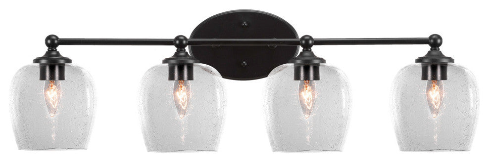 Capri 4-Light Bath Bar, Matte Black/Clear Bubble