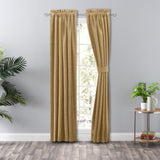 Hudson Rod Pocket Pair Curtains with Tiebacks, Flax, 100" X 63"