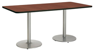 KFI Mode 42" x 84" Conference Table Mahogany Round Silver Base Standard Height