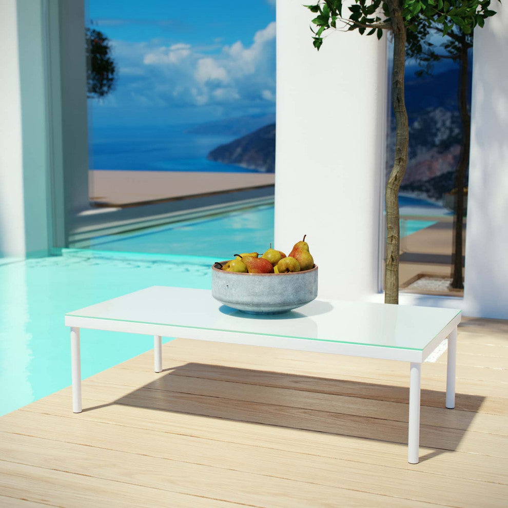 Harmony Outdoor Patio Aluminum Coffee Table, White