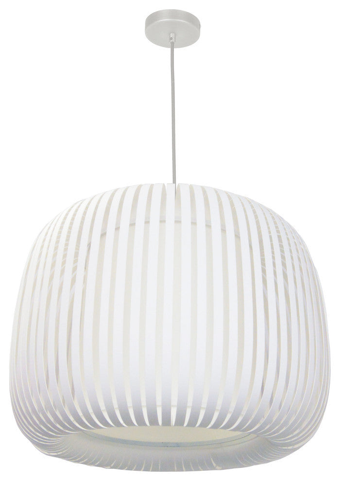 1-Light Pendant Slit Shade Linda White White