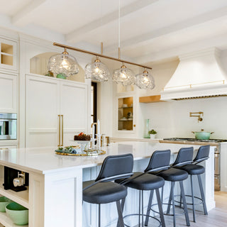 LNC Ranunculus 4-Light 44.5" Brass Modern Linear Glass Island Light