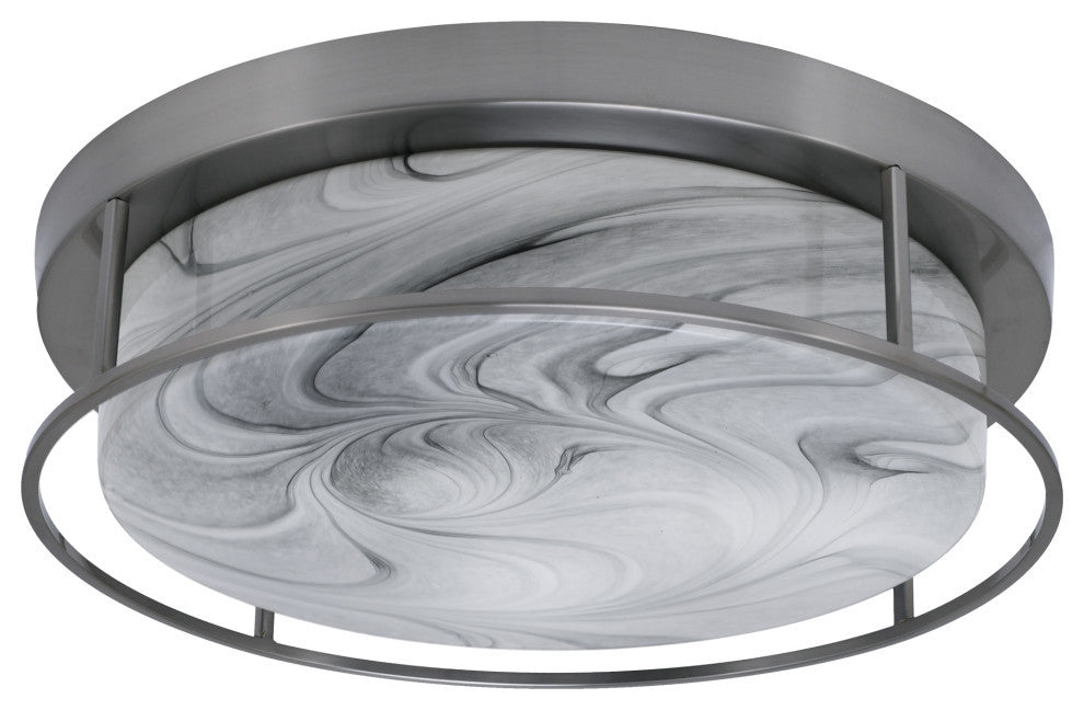 18" 4-Light Flush Mount Light, Brushed Nickel, Onyx Swirl Glass