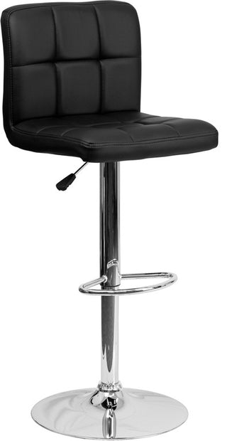 Black Quilted Vinyl Barstool