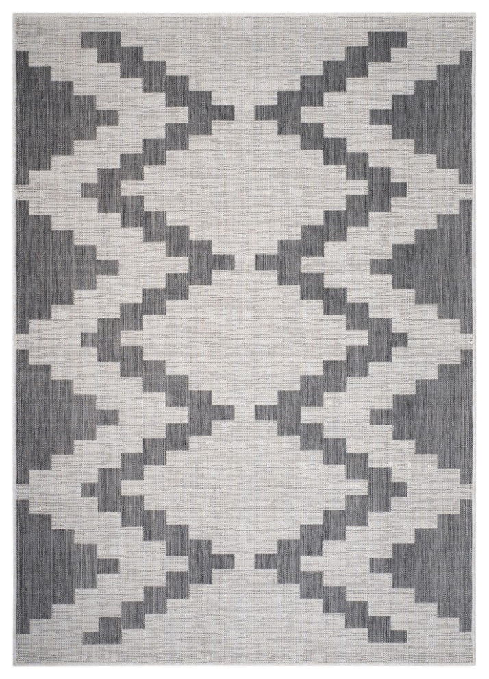 8" x 10" Gray Geometric Indoor Outdoor Area Rug
