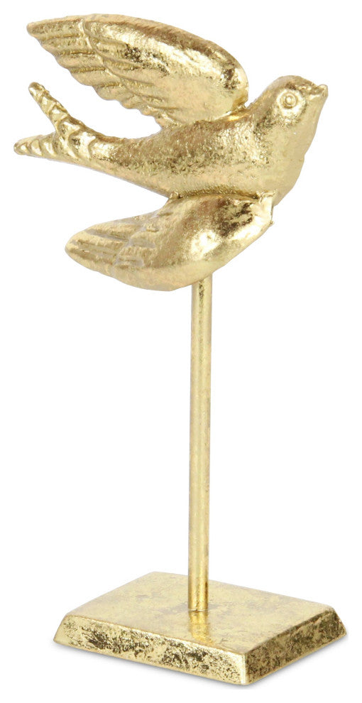 Lirondelle Golden Raised Cast Iron Flying Swallow Decor