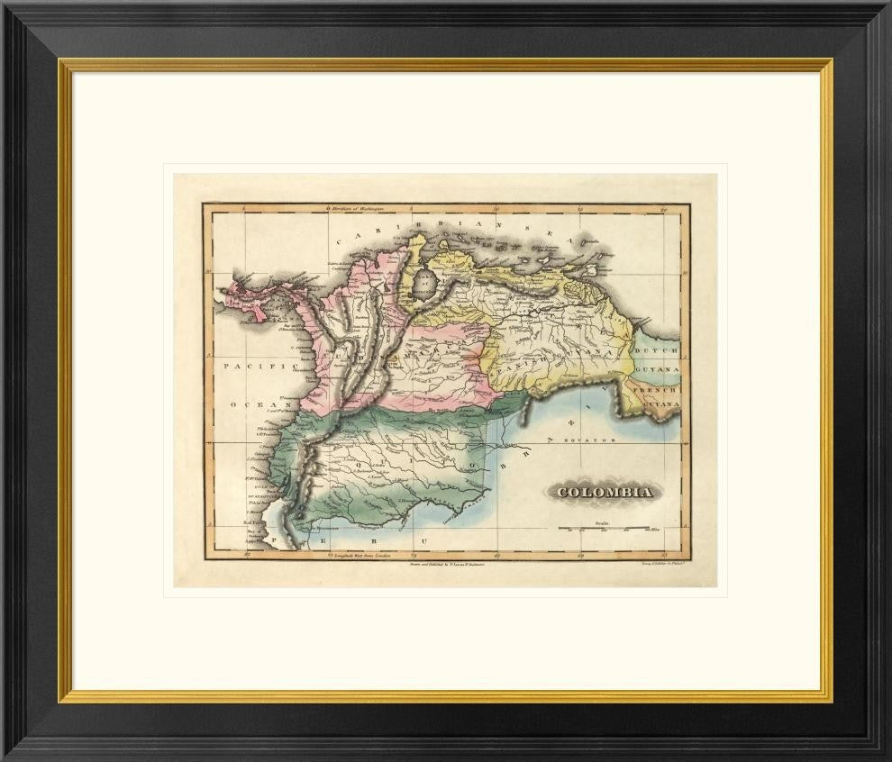 "Colombia, 1823" Framed Digital Print by Fielding Lucas, 26"x22"