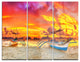 "Boat at Sunset Panorama" Glossy Metal Wall Art, 3 Panels, 36"x28"