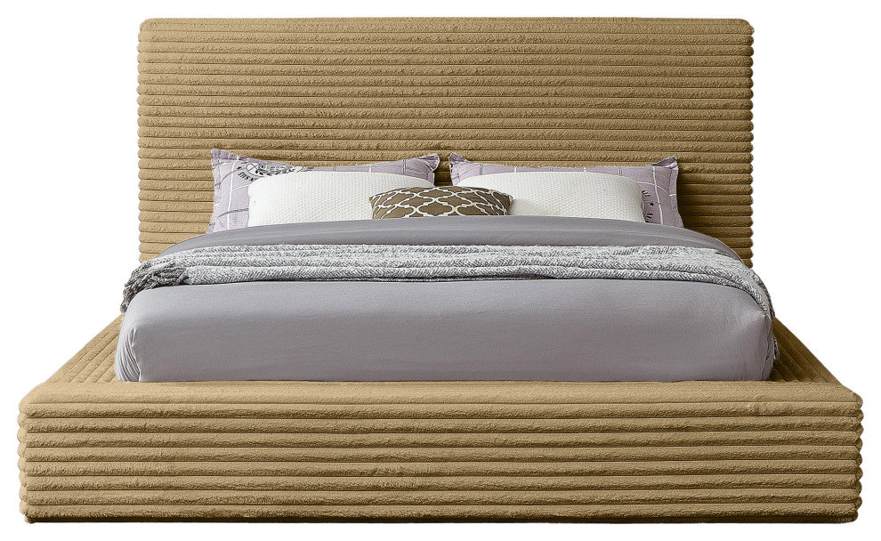 Dexter Upholstered Bed, Camel, King, Corduroy Fabric