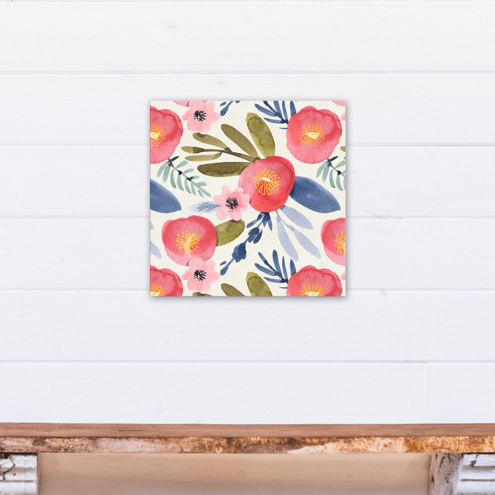 Blush Floral Pattern 16x16 Canvas Wall Art