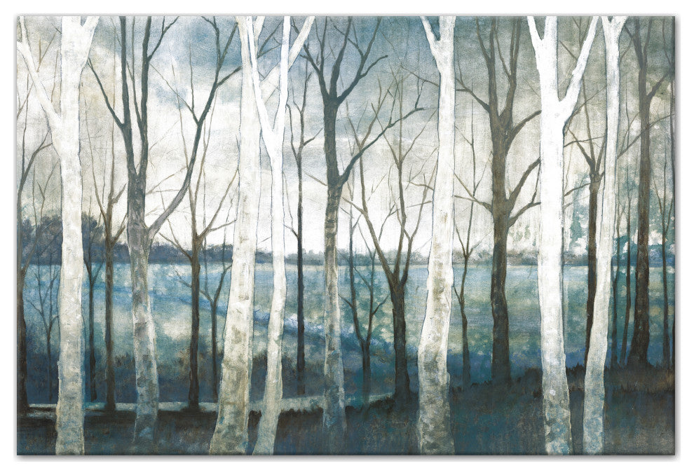 Tree Path Blue Landscape 24x16 Canvas Wall Art