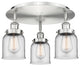 Bell-3 Light 17" Flush Mount-Satin Nickel, Clear Glass Shade