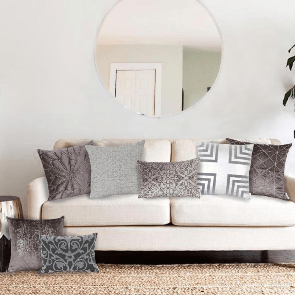 20" X 20" Gray Cotton Blend Zippered Pillow